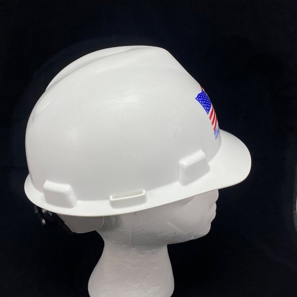 Patriotic Hard Hat Cap White MSA V-Gard Freedom Series Class E/G Type 1 Medium - Picture 6 of 11